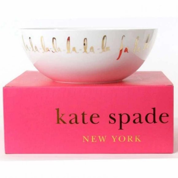 kate spade christmas holiday arbor village 9" round serving bowl fa la la nwt - Picture 4 of 9